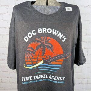 NEW Back to the Future Doc Brown's Time Travel Agency Tshirt 2XL